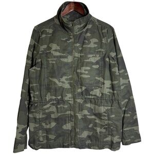 Gap Military Utility Jacket Olive Green Black Camo Camouflage Print Large L